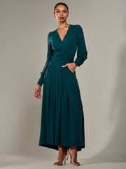 Jolie Moi Green Long Sleeve Supersoft Jersey Maxi Dress - Image 1 of 6