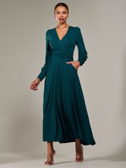 Jolie Moi Green Long Sleeve Supersoft Jersey Maxi Dress - Image 4 of 6