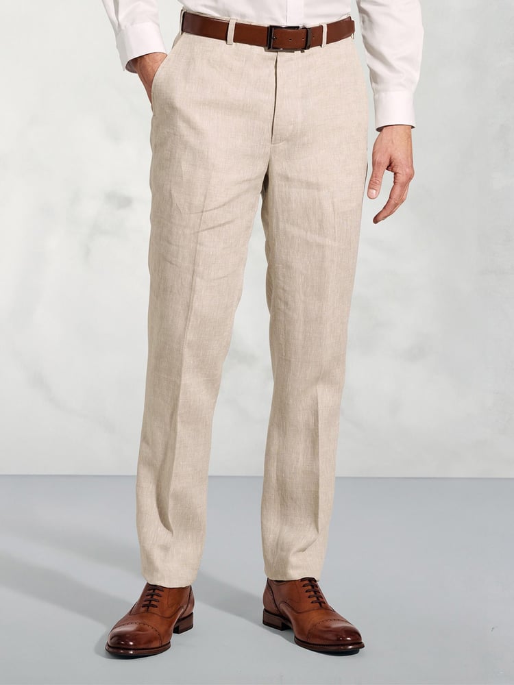Brook Taverner Natural 100% Cotton Suit Trousers - Image 1 of 2
