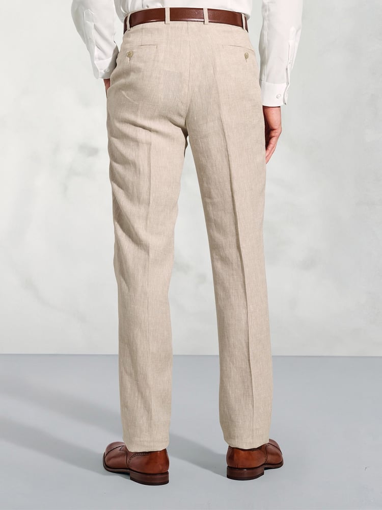 Brook Taverner Natural 100% Cotton Suit Trousers - Image 2 of 2