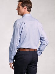 Brook Taverner Blue Dobby Texture Long Sleeve 100% Cotton Shirt - Image 2 of 5