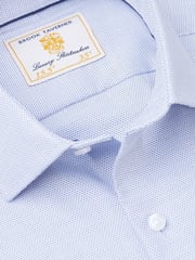 Brook Taverner Blue Dobby Texture Long Sleeve 100% Cotton Shirt - Image 4 of 5
