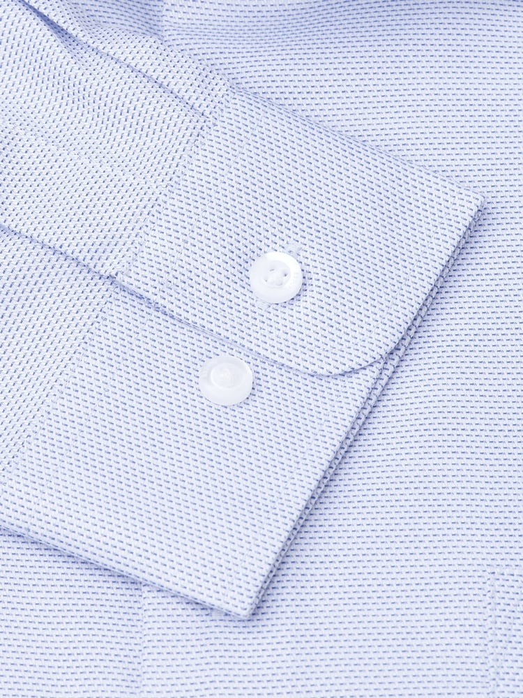 Brook Taverner Blue Dobby Texture Long Sleeve 100% Cotton Shirt - Image 5 of 5
