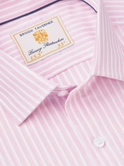 Brook Taverner Pink Dobby EOE Stripe Long Sleeve 100% Cotton Shirt - Image 4 of 5
