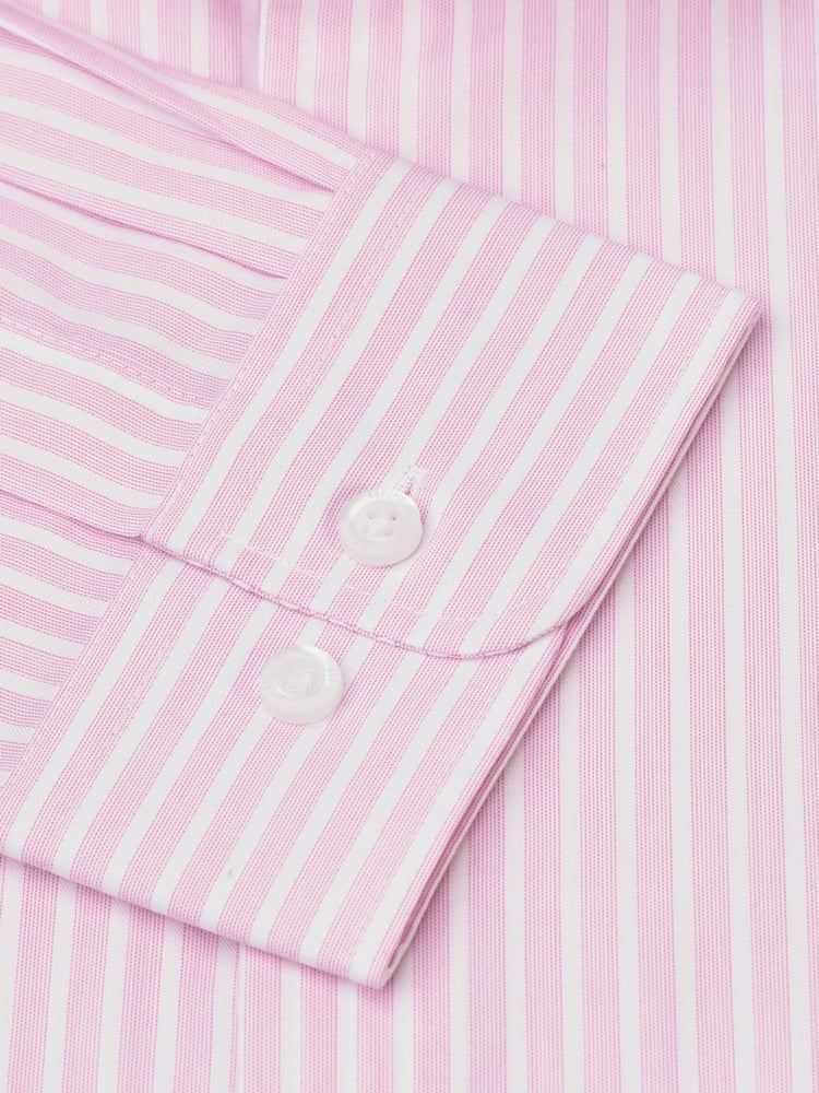 Brook Taverner Pink Dobby EOE Stripe Long Sleeve 100% Cotton Shirt - Image 5 of 5
