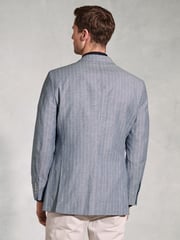 Brook Taverner Blue Linen Blend Stripe Jacket - Image 2 of 5