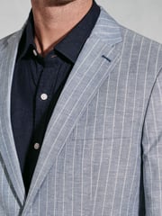 Brook Taverner Blue Linen Blend Stripe Jacket - Image 3 of 5
