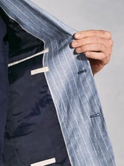 Brook Taverner Blue Linen Blend Stripe Jacket - Image 5 of 5