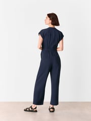 Whistles Blue Sleeveless Drawstring Jumpsuit - Image 2 of 5