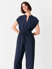 Whistles Blue Sleeveless Drawstring Jumpsuit - Image 4 of 5