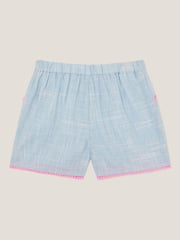 Monsoon Blue Floral Embroidered Slub Shorts - Image 2 of 3