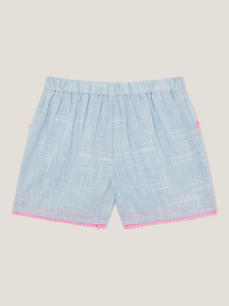 Monsoon Blue Floral Embroidered Slub Shorts - Image 2 of 3
