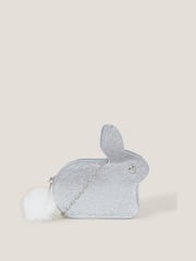 Monsoon Silver Faux Fur Pom Pom Bunny Bag - Image 1 of 4