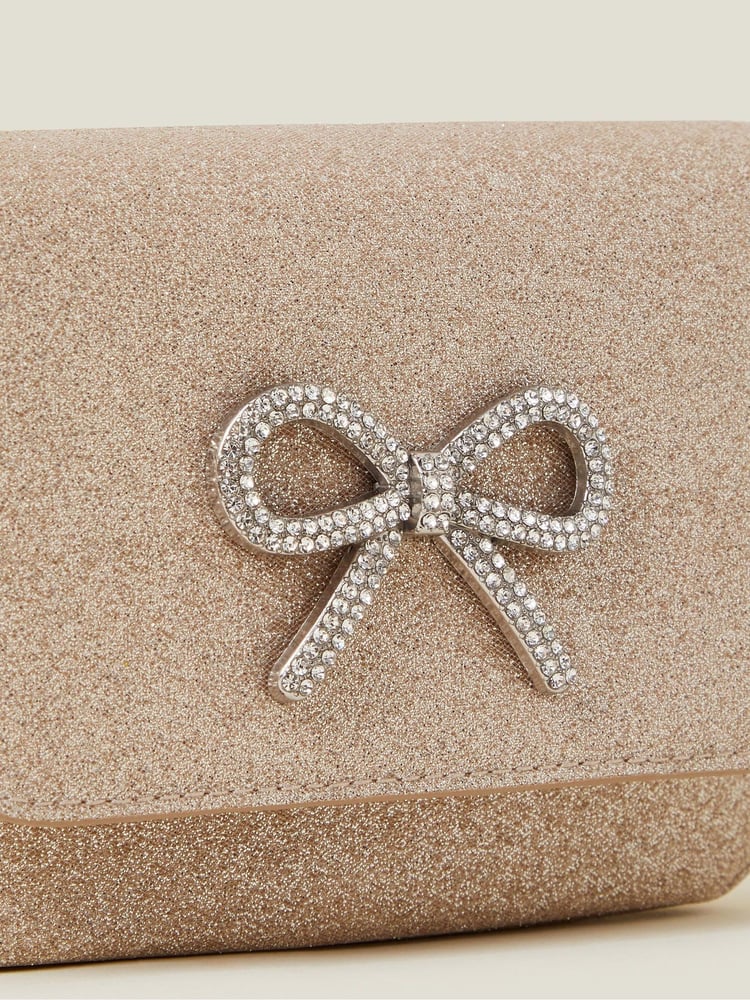 Angels By Accessorize Gold Girls Bling Bow Mini Bag - Image 2 of 2