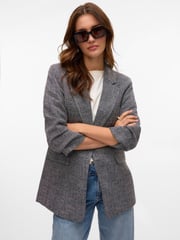 VERO MODA Grey Textured Ruched Sleeve Jacket - Image 1 of 5