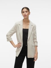 VERO MODA Cream Textured Ruched Sleeve Jacket - Image 2 of 5