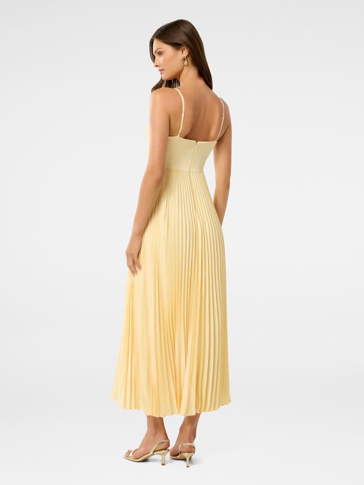 Forever New Yellow Chloe Pleated Midi Dress - Image 2 of 5
