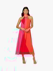 Adrianna Papell Red Color Block Chiffon Dress - Image 1 of 6