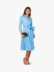 Adrianna Papell Blue Taffeta Shirt Dress - Image 4 of 7