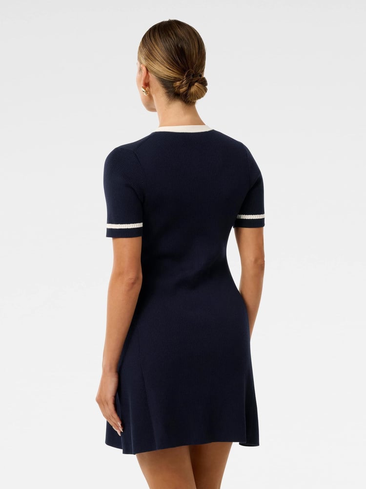 Forever New Blue Kerry Petite Contrast Knitted Mini Dress - Image 2 of 5