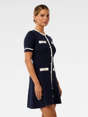 Forever New Blue Kerry Petite Contrast Knitted Mini Dress - Image 4 of 5
