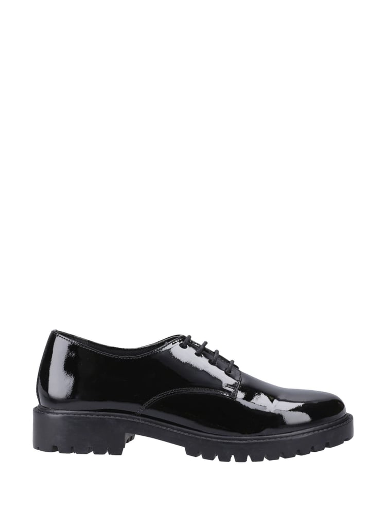 Hush Puppies Junior Aubrey Lace Up Patent Black Shoes - Image 1 of 4