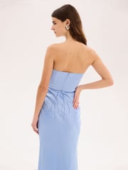Omnes Blue Amdra Strapless Bandeau Maxi Dress - Image 4 of 5