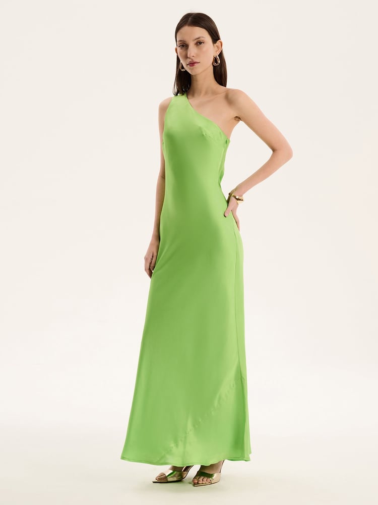 Omnes Green Uma One Shoulder Maxi Dress - Image 2 of 5