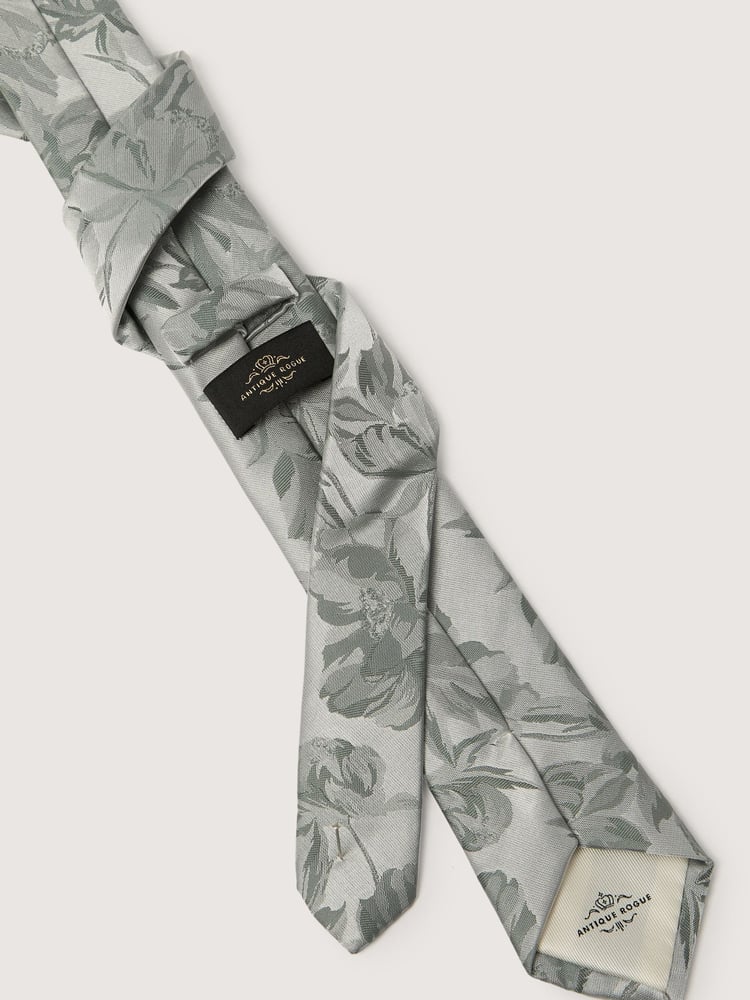 Antique Rogue Green Summer Floral Tie - Image 2 of 4