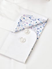 Brook Taverner White Herringbone Stretch Cotton Long Sleeve Shirt - Image 3 of 3