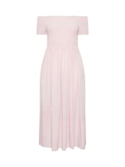 Yours Curve Pink Shirred Bardot Maxi Dress - Image 5 of 5