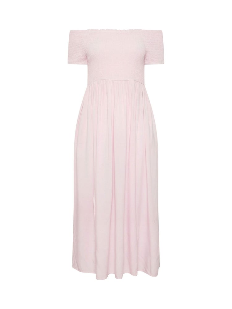 Yours Curve Pink Shirred Bardot Maxi Dress - Image 5 of 5