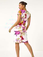 Roman White Floral Scuba Shift Dress - Image 3 of 5