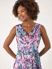 Roman Multi Abstract Print Chiffon Cowl Neck Dress - Image 4 of 5