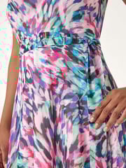 Roman Multi Abstract Print Chiffon Cowl Neck Dress - Image 5 of 5