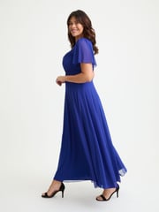 Scarlett & Jo Blue Kemi Bright Bolero Wrap Bodice Maxi Gown - Image 2 of 4