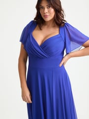 Scarlett & Jo Blue Kemi Bright Bolero Wrap Bodice Maxi Gown - Image 4 of 4