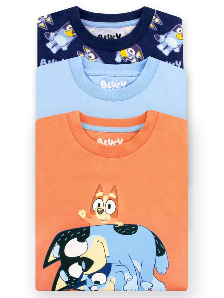 Character Blue Short Sleeve 100% Cotton T-Shirts 3 Pack - Image 6 of 6