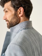 Skopes Blue Tailored Fit Aspen Puppytooth Check Blazer Jacket - Image 4 of 7