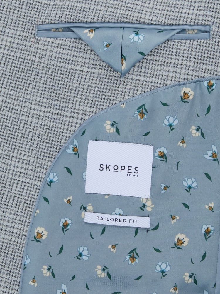 Skopes Blue Tailored Fit Aspen Puppytooth Check Blazer Jacket - Image 7 of 7