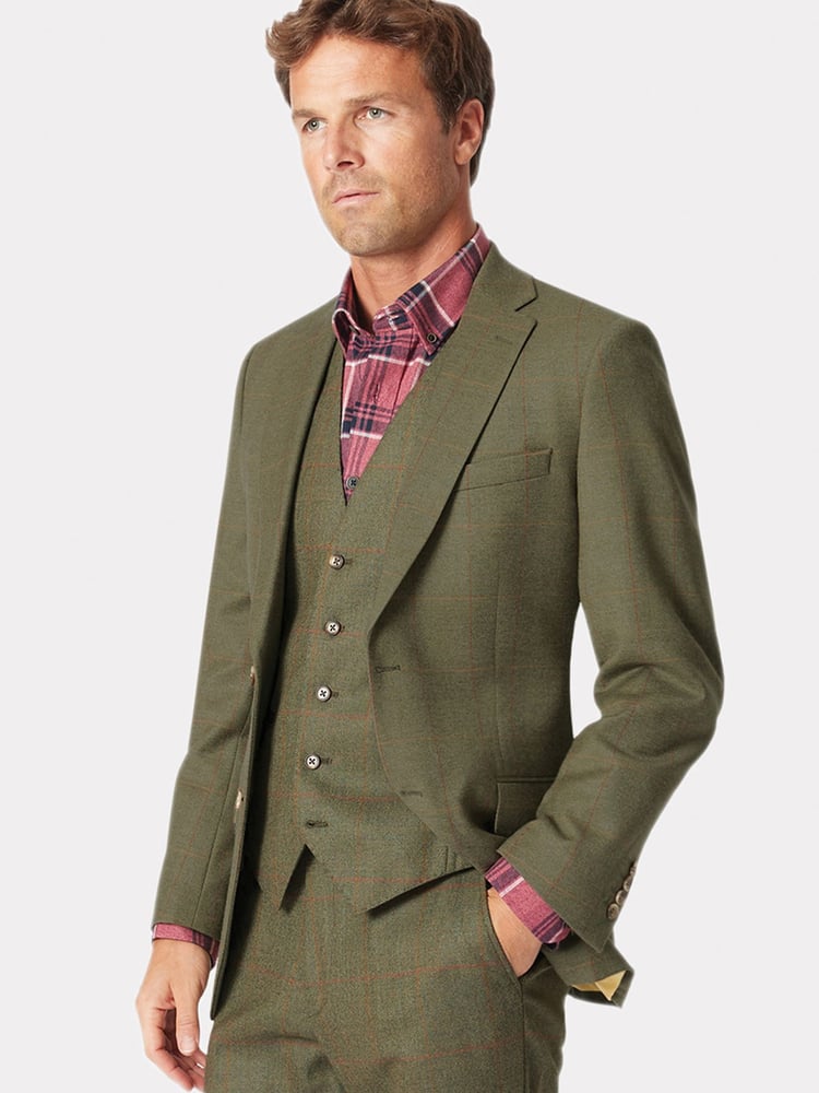 Brook Taverner Green Wool Check Suit Jacket - Image 1 of 4