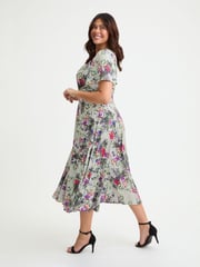 Scarlett & Jo Silver Liz Grey Multi Bolero Wrap Bodice Midi Dress - Image 3 of 4