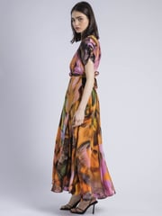 Religion Orange Crest Maxi Wrap Dress In Silky Fabric In Obscure Print - Image 5 of 6