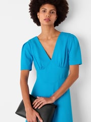 Whistles Blue Panel Detail V-Neck Maxi Dress - Image 4 of 5
