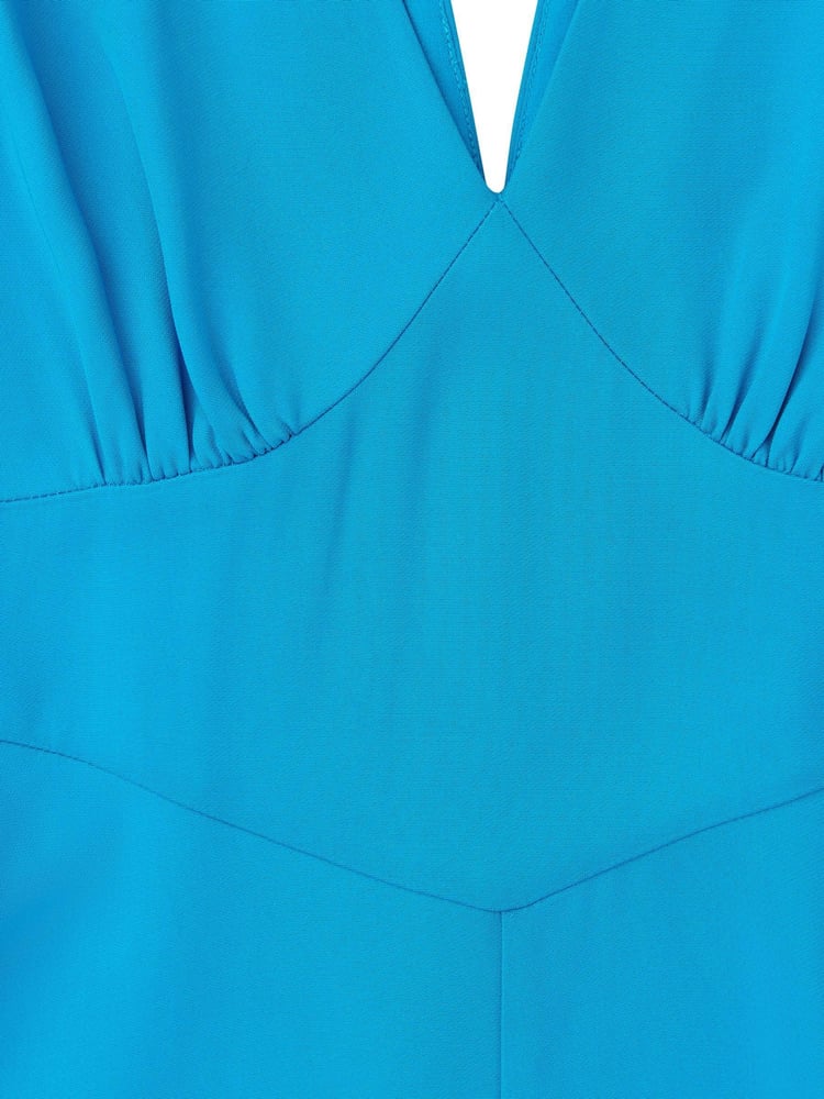 Whistles Blue Panel Detail V-Neck Maxi Dress - Image 5 of 5