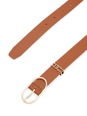 Tommy Hilfiger Brown Leather Monogram Oval Buckle Belt - Image 2 of 3