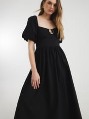River Island Black Dark Poplin Trim Midi Dress - Image 5 of 6
