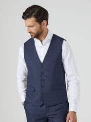 Skopes Blue Woolf Check Tailored Fit Suit Waistcoat - Image 1 of 4