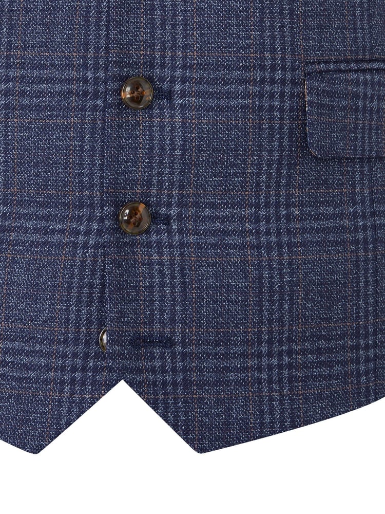 Skopes Blue Woolf Check Tailored Fit Suit Waistcoat - Image 4 of 4