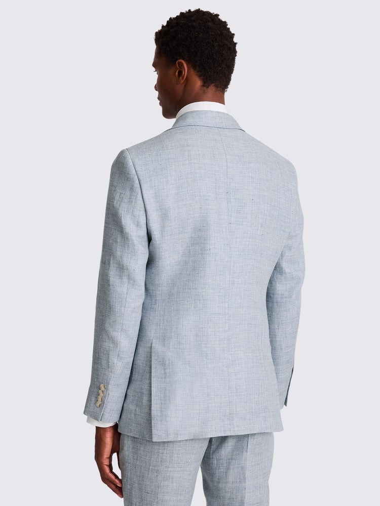 MOSS Blue Tailored Fit Light Linen Jacket - Image 2 of 5